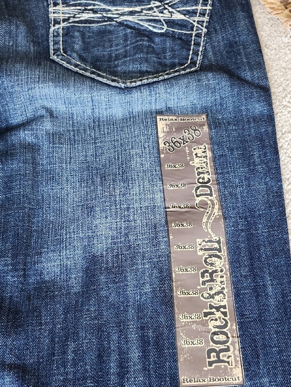 Rock & Roll Cowboy Men's Double Barrel Relaxed Bootcut Jeans Dark Wash - Picture 11 of 15